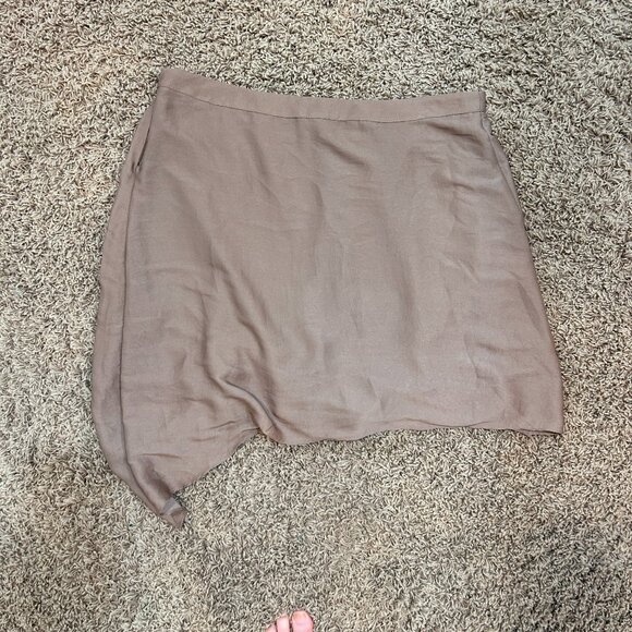 HELMUT LANG Taupe Gathered Asymmetrical Flowy Skirt in Size 10 - Picture 5 of 10